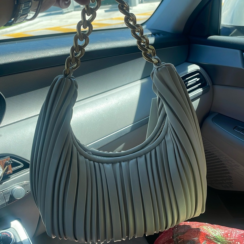 Madison West Beige Chain Hobo Bag